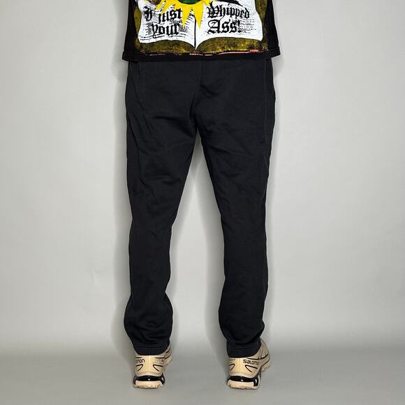 Nike Sweatpants Black Polyester Relaxed Fit White Swoosh - Picture 3 of 4